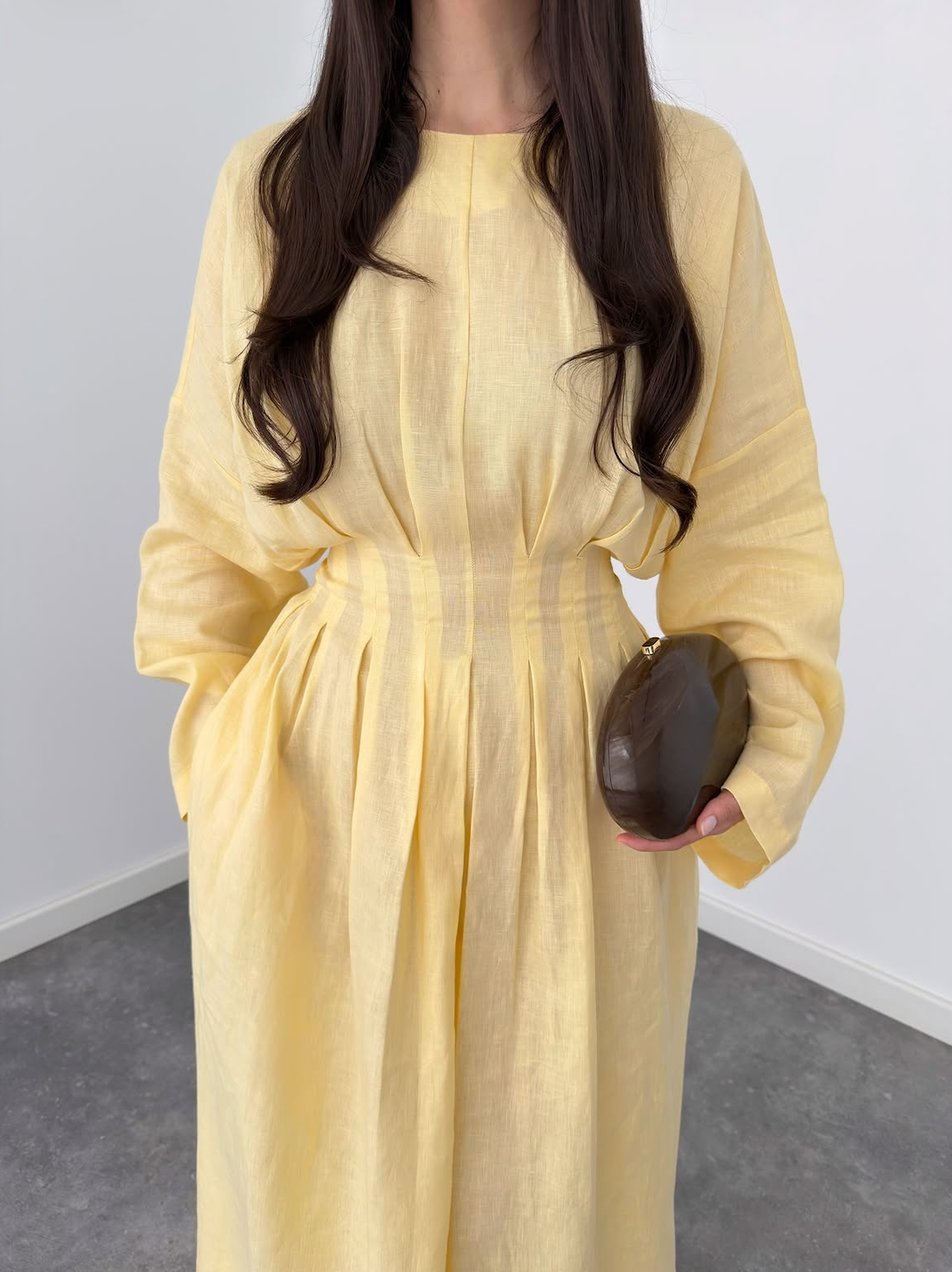 Faminside Soleil Butter Yellow Linen Maxi Dress