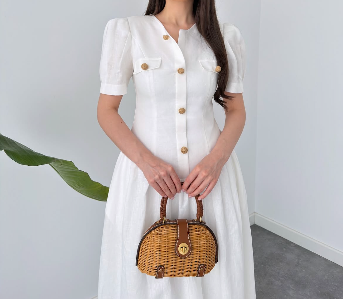 Faminside Riviera White Belted Linen Maxi Dress