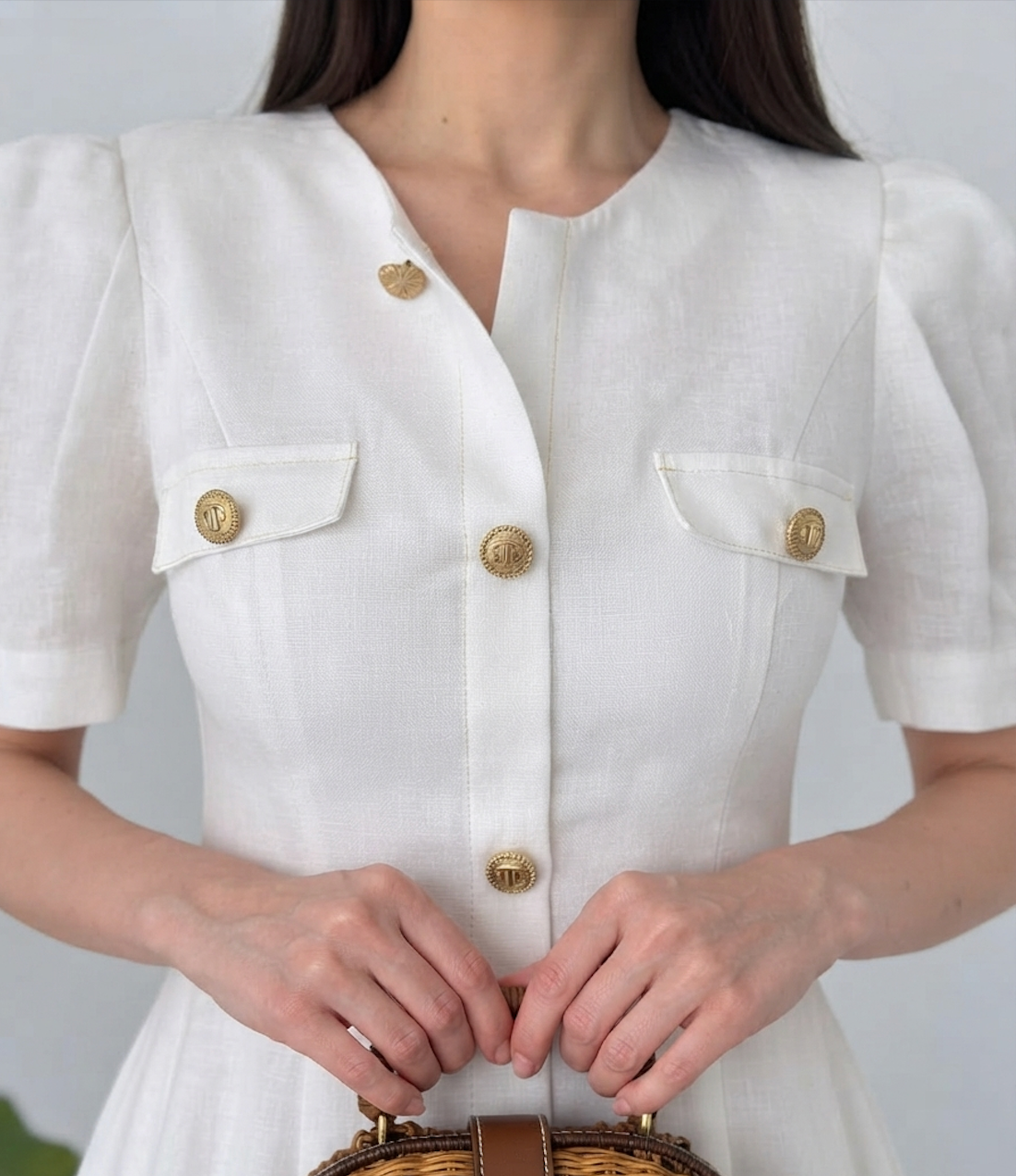 Faminside Riviera White Belted Linen Maxi Dress