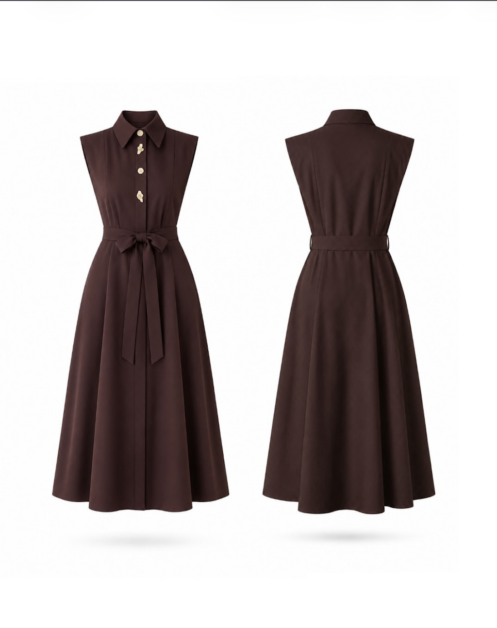 Luna Luxe Sleeveless Belted Maxi Dress – Chocolate Brown