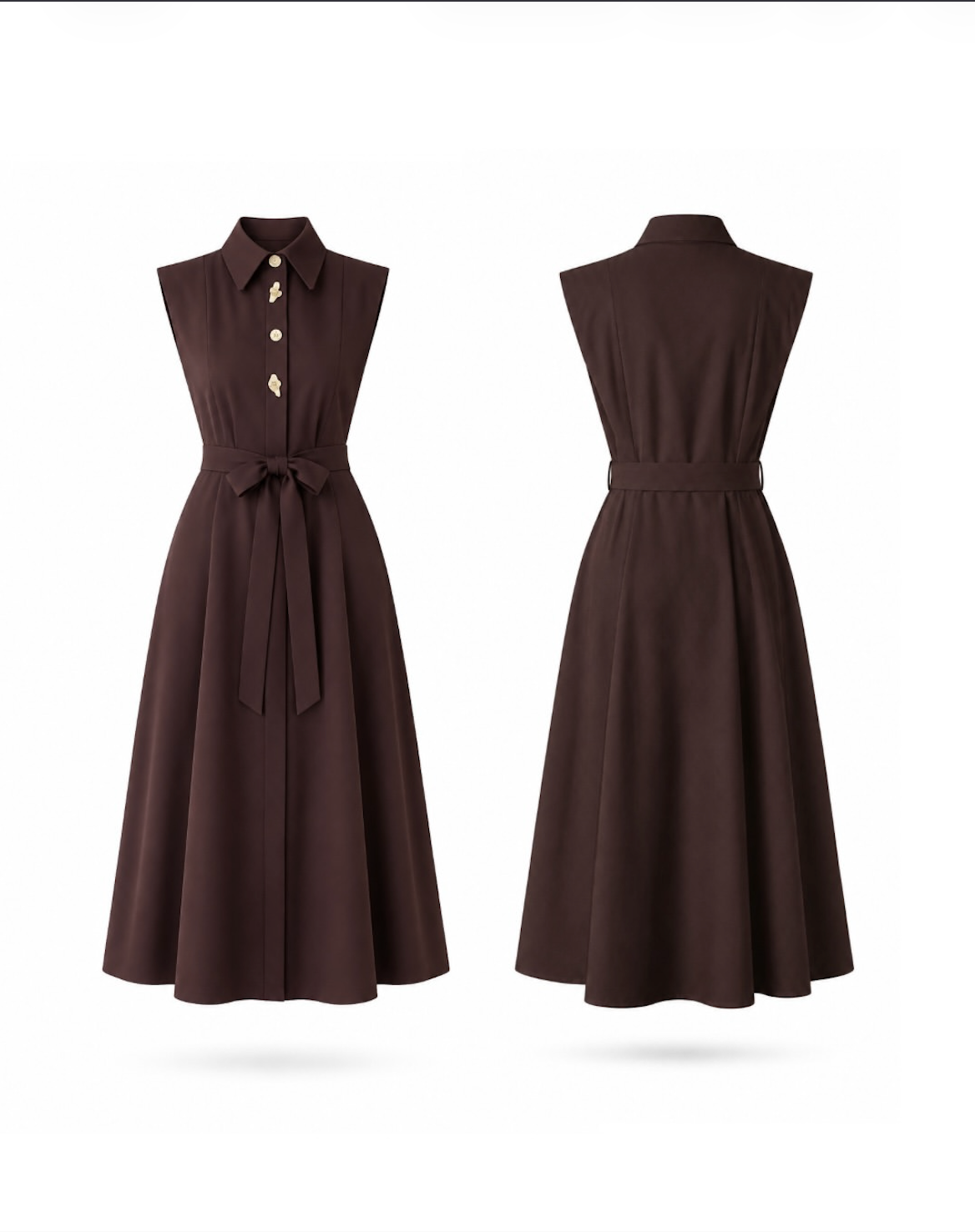 Luna Luxe Sleeveless Belted Maxi Dress – Chocolate Brown
